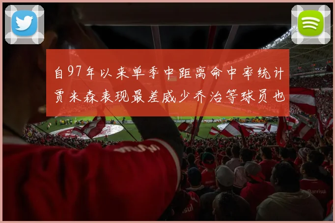 自97年以来单季中距离命中率统计贾米森表现最差威少乔治等球员也在榜上